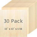 Cassny Unfinished Wood Pieces, 30 Pack Basswood Sheets 1/16, Basswood Plywood by Unknown