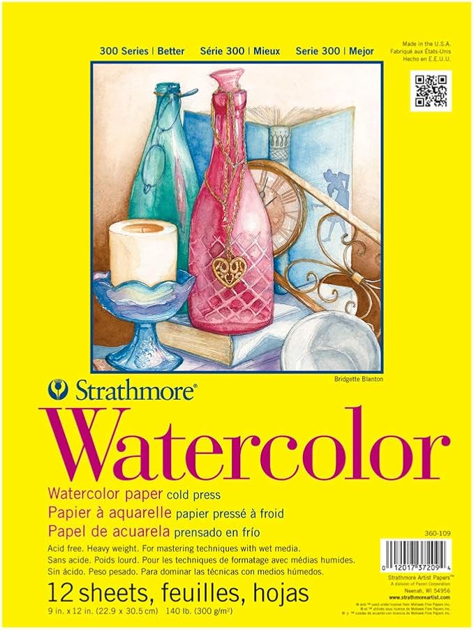 Strathmore 300 Series Tape Bound Watercolor Pad, 140 lb. Cold Press, 9 X 12 by StrathmorePaper