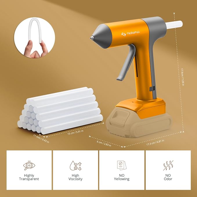 Tilswall 100W Cordless Hot Glue Gun, Compatible - Image 2