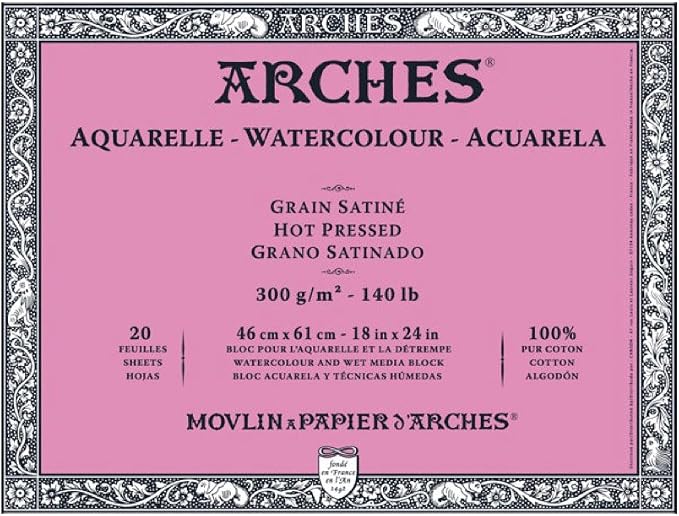 Arches Watercolor Block 18x24-inch Natural White 100% Cotton Paper by ARCHES