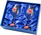 Simcat Handmade Painted Enamel Flower Glass Wine Glasses Transparent Refined by Simcat