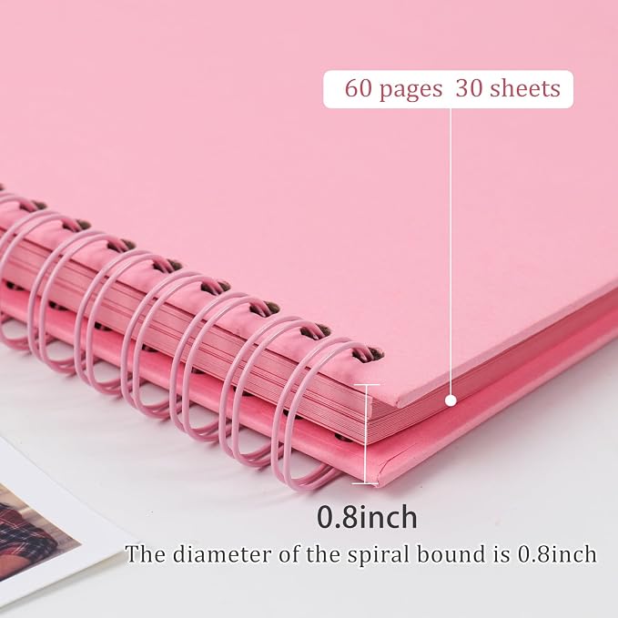 RECUTMS 8x8 Scrapbook DIY Photo Album 60 Pages Kraft Paper Memory Book Pink | - Image 4