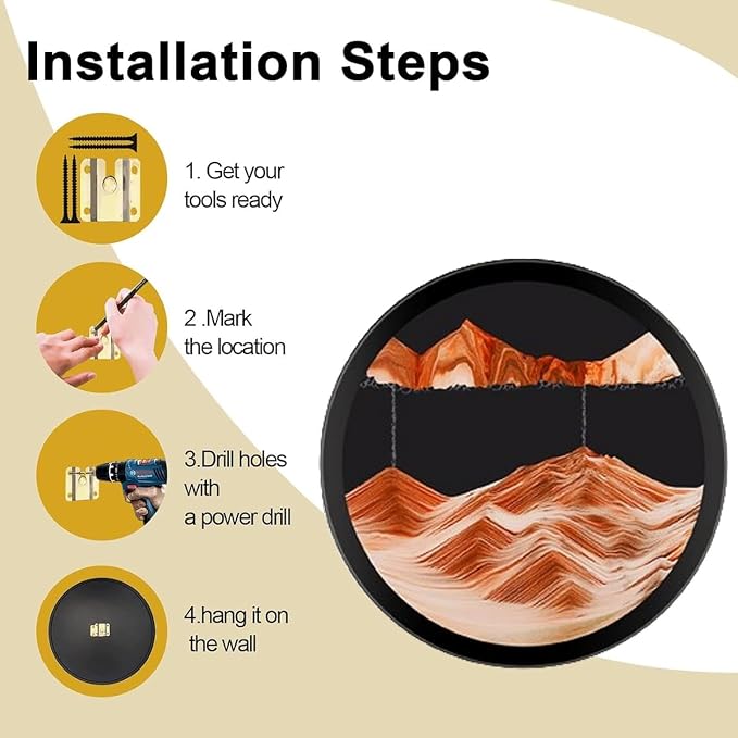 TNSLGHS Moving Sand Art, Wall Mounted Sand Art Liquid Motion, 360°Rotate Moving - Image 4