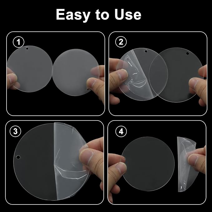 Zorfeter Clear Acrylic Blanks, 3 Inch Round, 40 Pack | Circle Ornament Blanks - Image 5