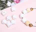 20mm White Wooden Geometric Beads - Image 3