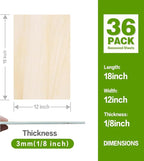 36 Pack Basswood Sheets 18"x12"x1/8", 3mm Basswood - Image 3