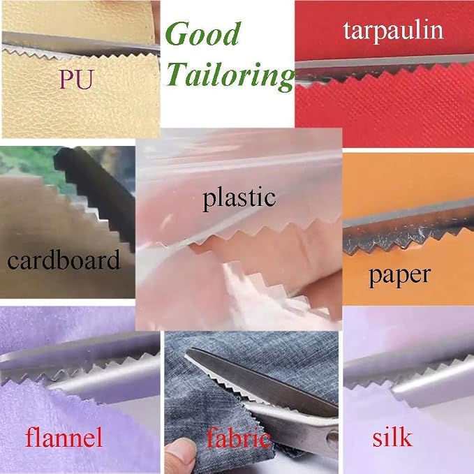 JISTL Green Pinking Shears Comfort Grips Crafts Zig Zag Cut Sewing Scissors - Image 5