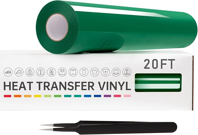 VinylRus Heat Transfer Vinyl-12” x 20ft Green Iron on Vinyl Roll by VinylRus
