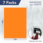 Rowood Colored Plywood Sheets for Laser Cutting, 7 Pack 3mm Thin Unfinished - Image 2
