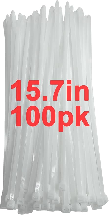 120lb White Zip Ties Heavy Duty 15 Inch 100pcs, Large CLear Cable Tie Actual by ProfessionalinZipTies