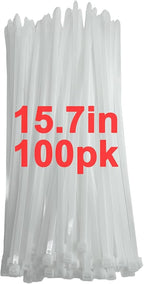 120lb White Zip Ties Heavy Duty 15 Inch 100pcs, Large CLear Cable Tie Actual by ProfessionalinZipTies