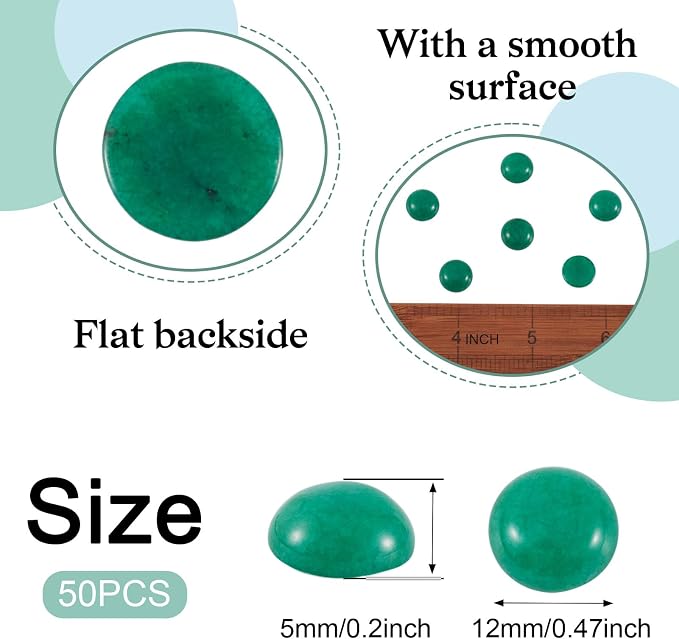 FASHEWELRY 50Pcs Natural White Jade Cabochons Flat Back Gemstone Cabochons 12mm - Image 6