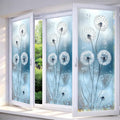 IVN Privacy Window Film Stained Glass Window Cling White Dandelion Design by IVN