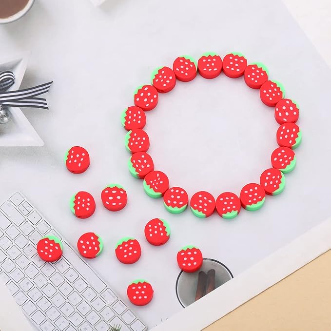 100pcs Strawberry Polymer Clay Spacer Beads - Image 4