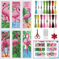 INFUNLY 6PCS Flamingo Cross Stitch Bookmarks Kit Pink Handmade Cross Stitch by INFUNLY