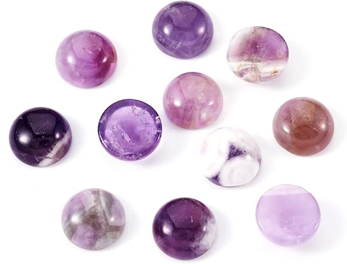 FASHEWELRY 50Pcs Natural Amethyst Cabochons Flat Back Gemstone Cabochons Half - Image 7