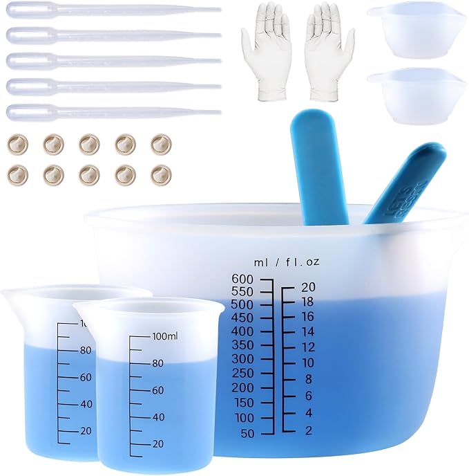 LET'S RESIN Silicone Measuring Cups, 600ml/20oz&100ml Accurate 2 Scales Durable by LETSRESIN