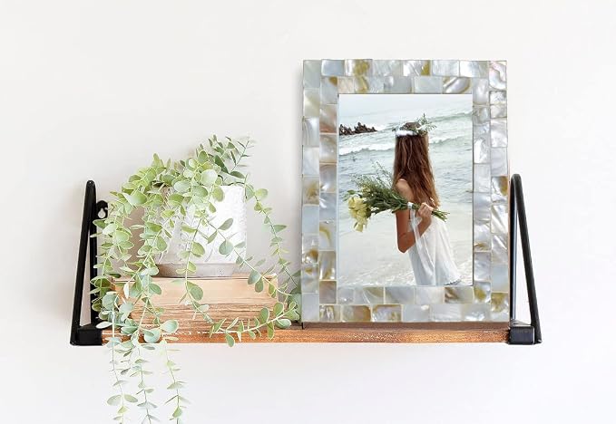 Mother of Pearl Mosaic Photo Frames 3.5by5 Beach Tabletop Picture Frame - Image 3
