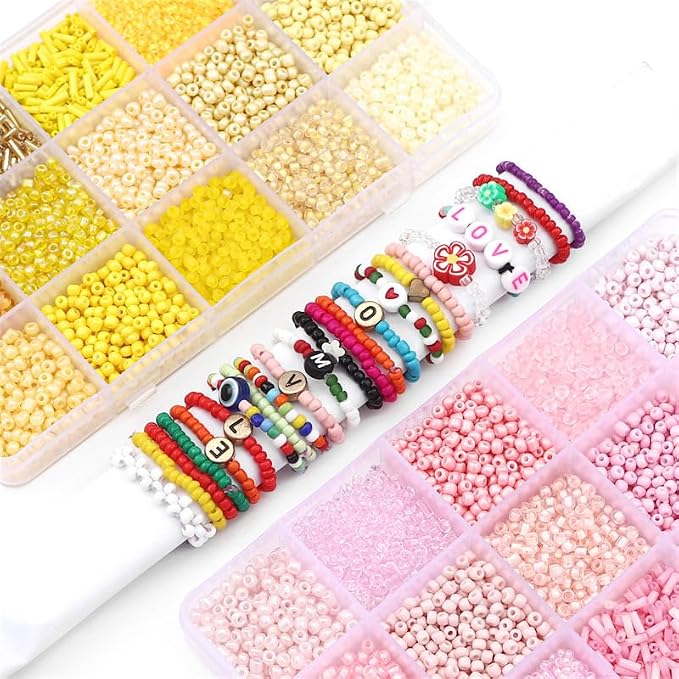 15 Color Glass Seed Tube Bugle Beads Bracelet Jewelry Making Kit, small - Image 5