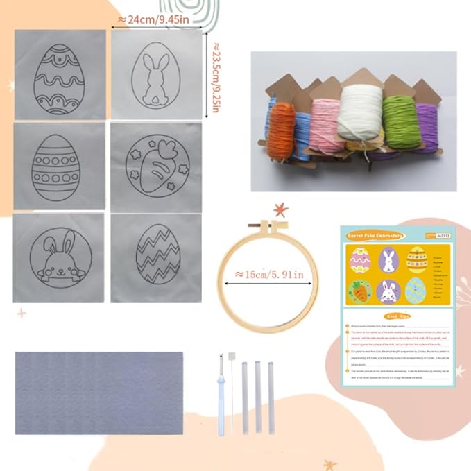 Avtytsda 6PCS Punch Needle Coaster Kit, Easy Punch Needle DIY Embroidery Set - Image 2