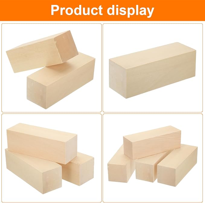 MECCANIXITY 4Pcs Basswood Carving Block, Arts Decoration, Crafts Whittling - Image 4