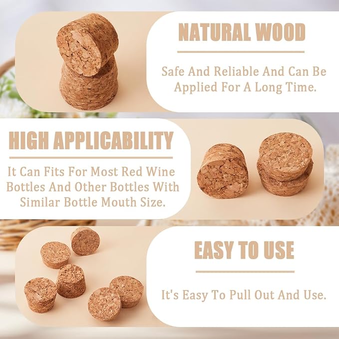 GORGECRAFT 27PCS 3 Sizes Cork Bottle Stoppers 1 to 1.2 Inch Diameter Tapered - Image 6