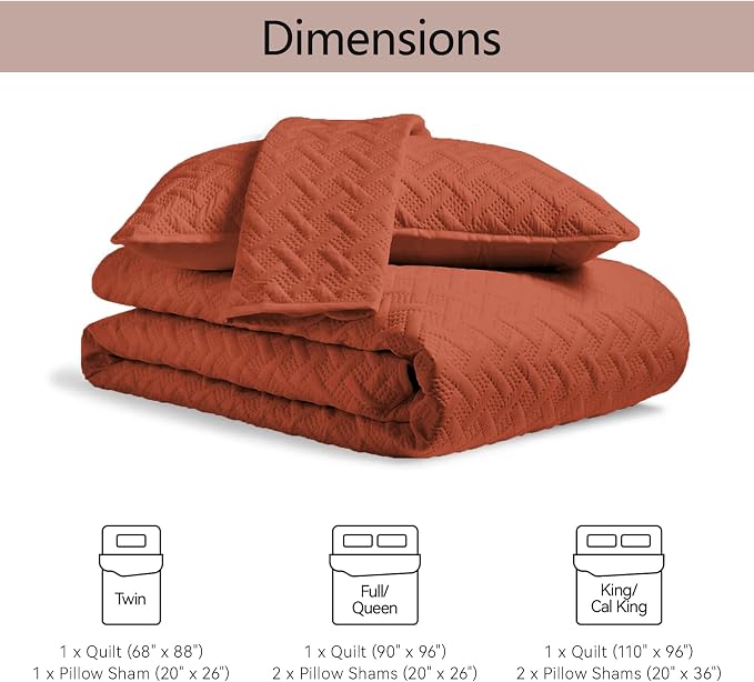 FLYMME Queen Quilt Bedding Set Burnt Orange Lightweight Bedspreads Full Size - Image 7