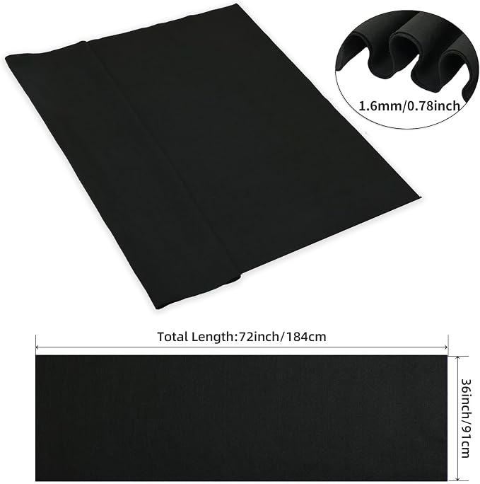 Acrylic Black Felt Fabric 72" X 36" Felt by The Yard，Wide 1.6mm Thick Acrylic - Image 2