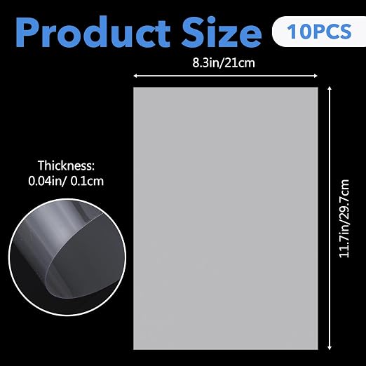 10PCS Clear Plastic Sheets Clear PVC Flexible Plastic Board Sheet | 8.25 x - Image 2