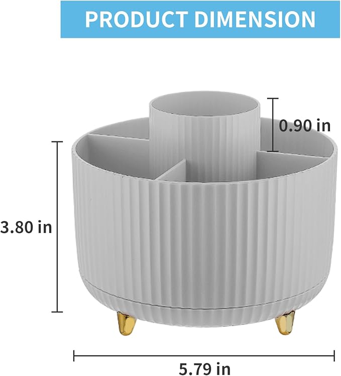 Marbrasse Desk Organizer, 360-Degree Rotating Pen Holder, Desk Organizers and - Image 5