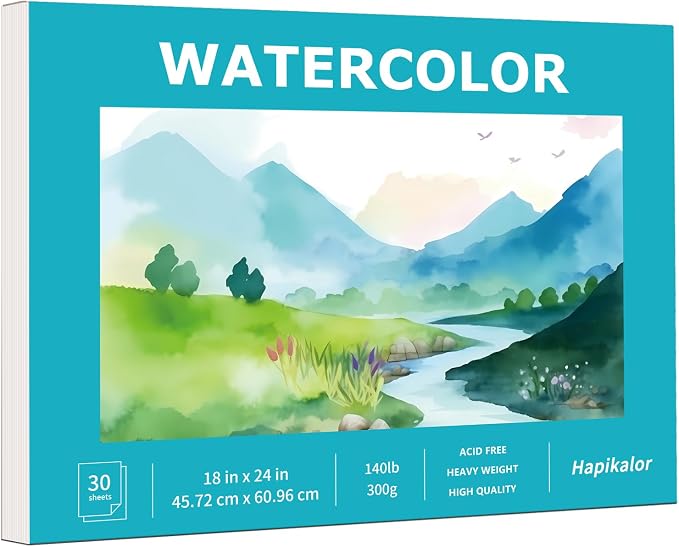 Hapikalor 18"x24" Large Watercolor Paper Pad, Art Supplies by Hapikalor