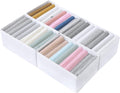 Qozary 4 Pack Drawer Organizers for Clothing, 8 Grids Foldable Closet Organizers and Storage Bins for Bedroom, Dresser Organizer Boxes for Thin T-shirts, Tank Tops (White, Upgrade Height)