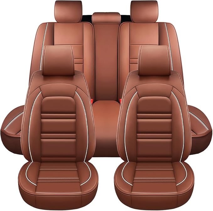 Seat Covers for Audi a3 2006-2025 | 5-Seats Leather Seat Covers, Easy to Install Automotive Seat Covers Full Set (Full Set, Coffee)