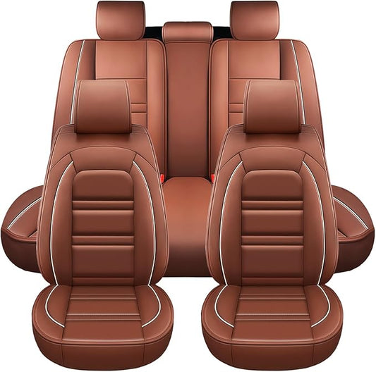 Seat Covers for Dodge ram 2500 2004-2011 | 5-Seats Leather Seat Covers, Easy to Install Automotive Seat Covers Full Set (Full Set, Coffee)