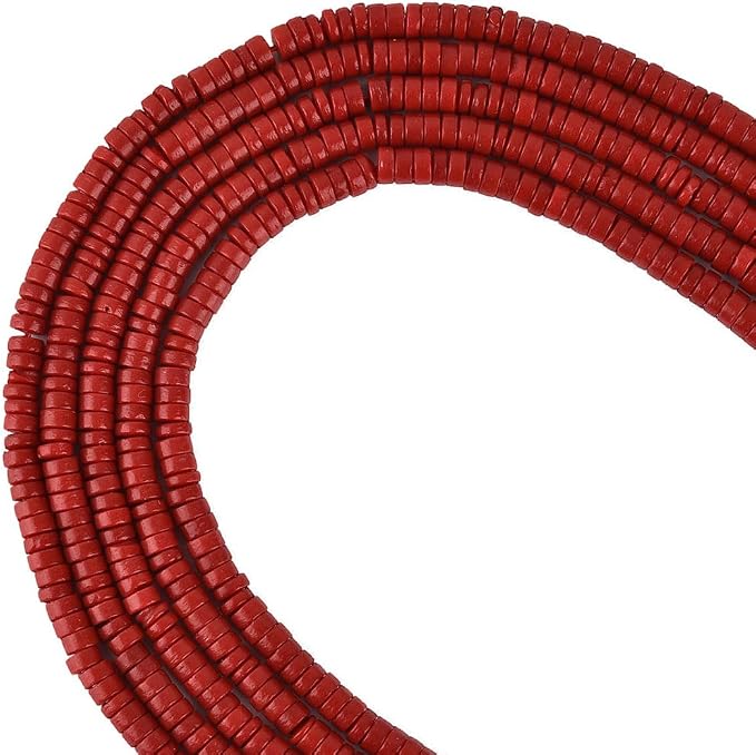 185pcs 4x2mm Red Coral Heishi Disc Rondelle Spacer Natural Stone Semi Precious by LIFAVOVY