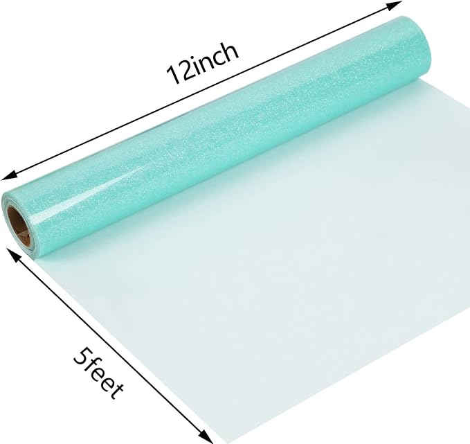 guangyintong Heat Transfer Vinyl Glow Glitter Cyan HTV Rolls, Glitter Cyan HTV - Image 3
