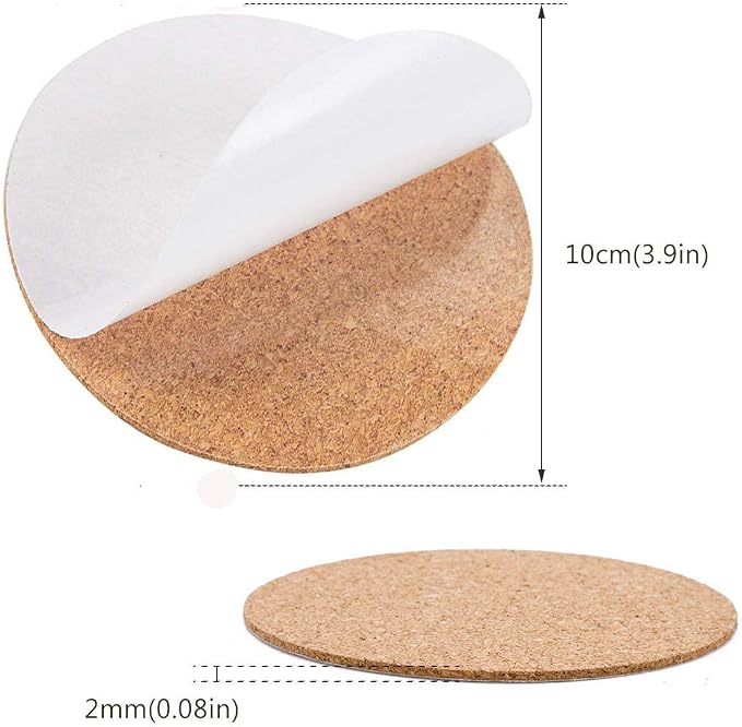 80 Pack Self-Adhesive Cork Coasters Round - Image 2