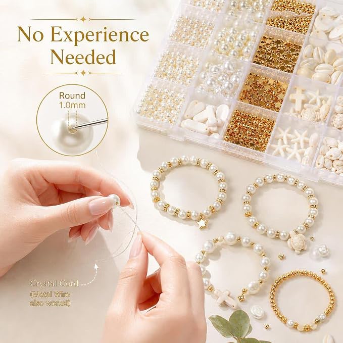 1000Pcs Pearl Beads for Bracelets Making -4mm 6mm White Pearl Beads - Image 4