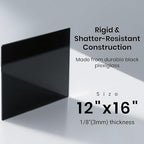 CALPALMY Black Acrylic Sheet 12" x 16" x 1/8", Opaque Plexiglass Panels - Image 2