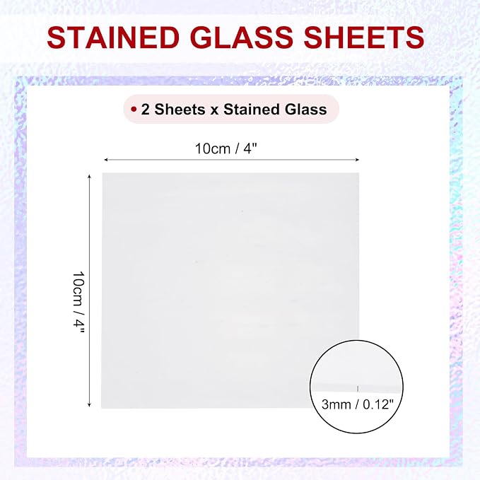 PATIKIL 4 x 4 Inch Transparent Stained Glass Sheets, 2 Sheets Mosaic Glass - Image 2