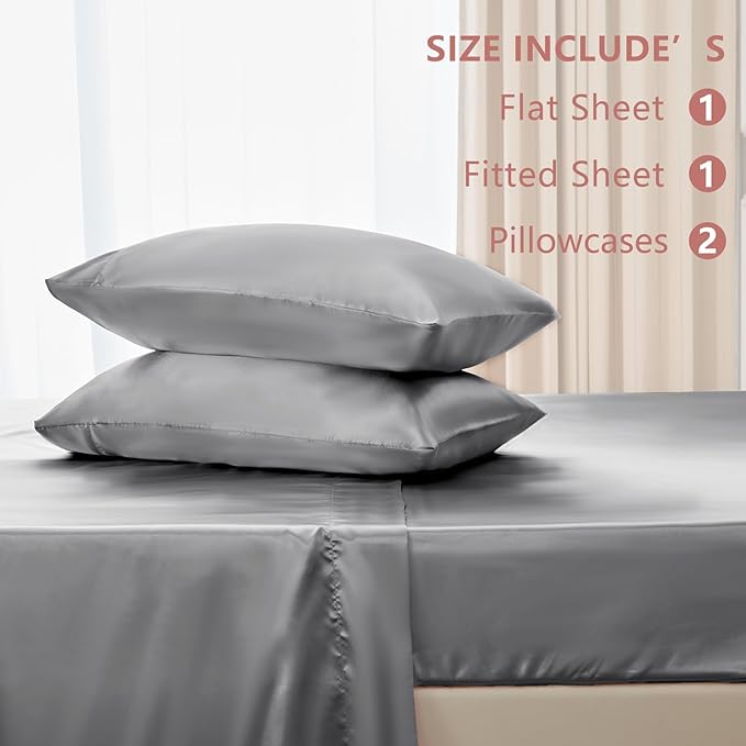 CozyLux Satin Sheets Queen Size Bed Set - Image 6