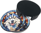 Drink Coaster Set of 6, Alaskan Malamute Dog Mom Lover Gift, Leather Drink - Image 9