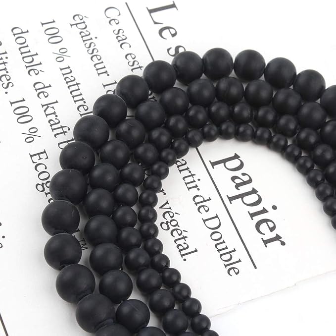 6mm Matte Black Onyx Bead, 15-Inch Matte Round Loose Stone Beads - Image 6