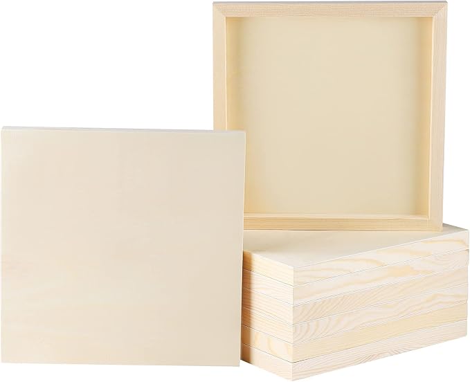 ADXCO 8 Pack Wood Panels 10 x 10 Inch Unfinished Wood Canvas Wooden Panel Boards by Unknown
