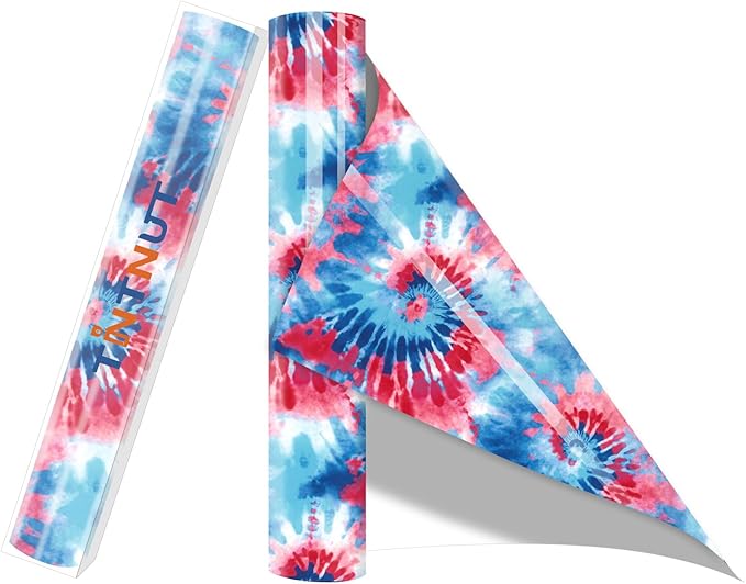 Tintnut Red Blue Swirl Tie Dye Heat Transfer Vinyl, PU HTV sheets, easy cut & by Tintnut