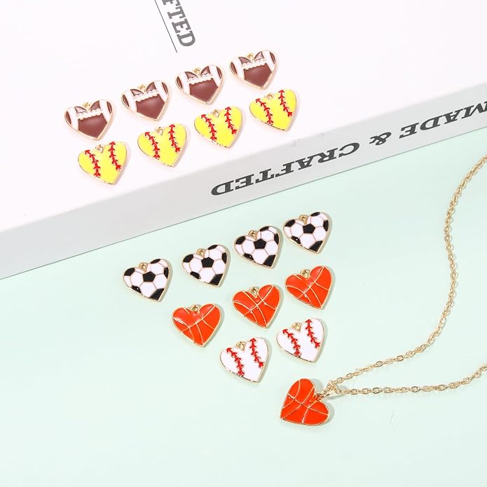 20PCS Sports Charms Enamel Basketball Baseball Pendant Charms - Image 2