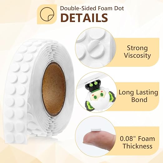 400 PCS 2mm Double Sided Foam Dots 0.3" Foam Round Dots 3D Foam Tape Craft - Image 3