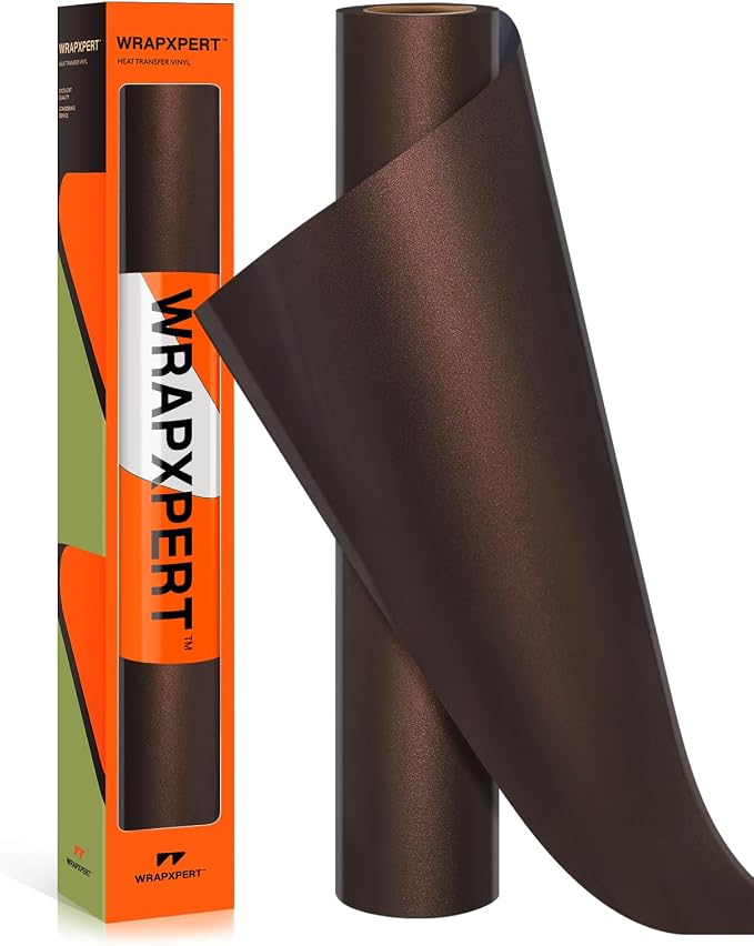 WRAPXPERT Metallic Brown HTV Heat Transfer Vinyl Roll, Heat Press Vinyl by WRAPXPERT