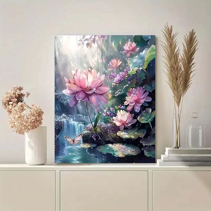 SHICERNHJ 5D Diamond Art Kits for Adults, Lotus Flower Diamond Painting Kits - Image 3