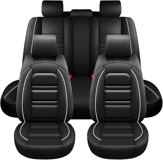 Seat Covers for Chevy Equinox 2005-2025 | 5-Seats Leather Seat Covers, Easy to Install Automotive Seat Covers Full Set (Full Set, Black&White Line)